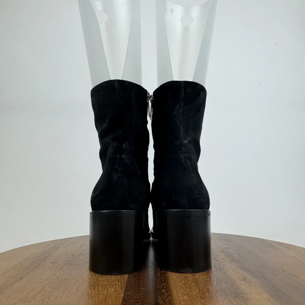 New Womens Aquatalia‎ Brigitte Luxe Black Suede Casual Heeled Ankle Boots Size 8